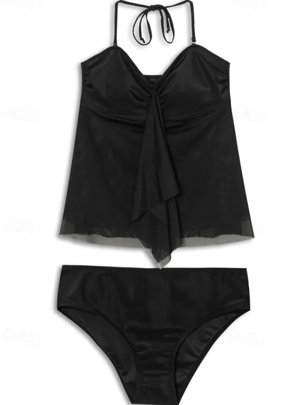 Women's Normal Swimwear Tankini 2 Piece Swimsuit 2 Piece Modest Swimwear Bandeau Strapless Vacation Beach Wear Solid Color Strap Sleeveless Bathing Suits