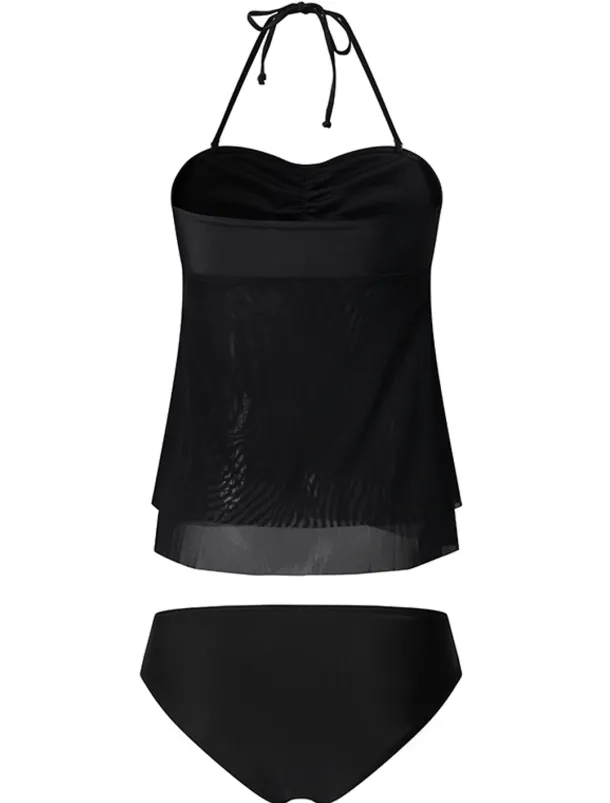 Women's Normal Swimwear Tankini 2 Piece Swimsuit 2 Piece Modest Swimwear Bandeau Strapless Vacation Beach Wear Solid Color Strap Sleeveless Bathing Suits