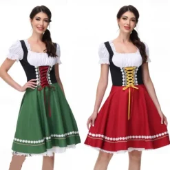 Women's Oktoberfest Beer Dirndl Trachtenkleider Maid Bavarian German Wiesn Traditional Style Cloth Dress for Oktoberfest