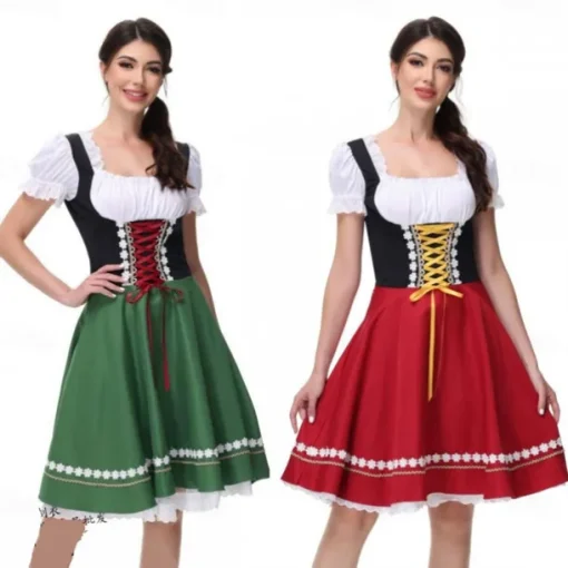 Women's Oktoberfest Beer Dirndl Trachtenkleider Maid Bavarian German Wiesn Traditional Style Cloth Dress for Oktoberfest