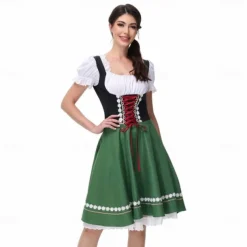 Women's Oktoberfest Beer Dirndl Trachtenkleider Maid Bavarian German Wiesn Traditional Style Cloth Dress for Oktoberfest