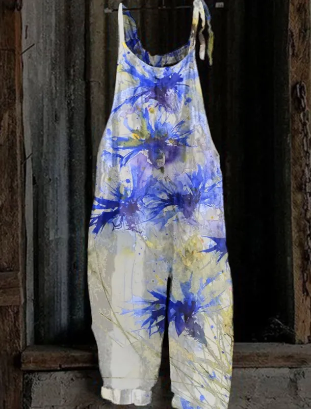 Women's Overall Floral Active Going out Weekend Straight Loose Fit Strap White Pink Red S M L Spring