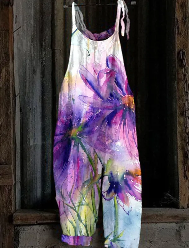 Women's Overall Solid Color Active Going out Weekend Straight Loose Fit Strap White Pink Red S M L Fall