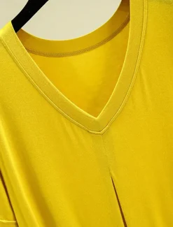 Women's Pajamas Nightgown Nightshirt Dress Pure Color Simple Casual Soft Home Daily Bed Modal Breathable V Wire Short Sleeve Summer Fall Home Outfits