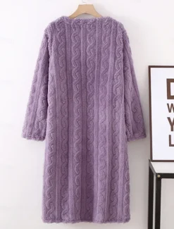 Women's Pajamas Nightgown Pure Color Simple Comfort Comfrt Home Fleece Crew Neck Spring Fall Home Outfits