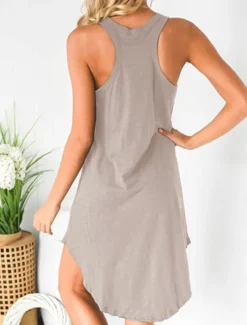 Women's Pajamas Nightgown Nighty Pjs Pure Color Comfort Soft Home Vacation Sleeveless Spring Summer Black Army Green Home Outfits