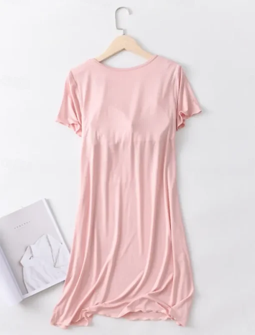 Women's Pajamas Nightgown Nightshirt Dress Pure Color Simple Comfort Home Daily Bed Modal Breathable Crew Neck Short Sleeve T shirt Tee Summer Spring Home Outfits