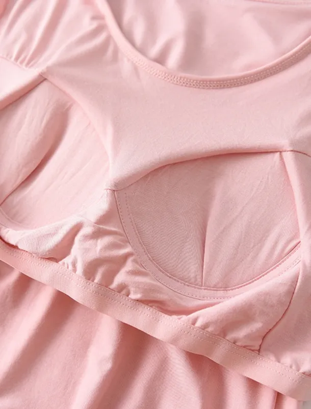 Women's Pajamas Nightgown Nightshirt Dress Pure Color Simple Comfort Home Daily Bed Modal Breathable Crew Neck Short Sleeve T shirt Tee Summer Spring Home Outfits