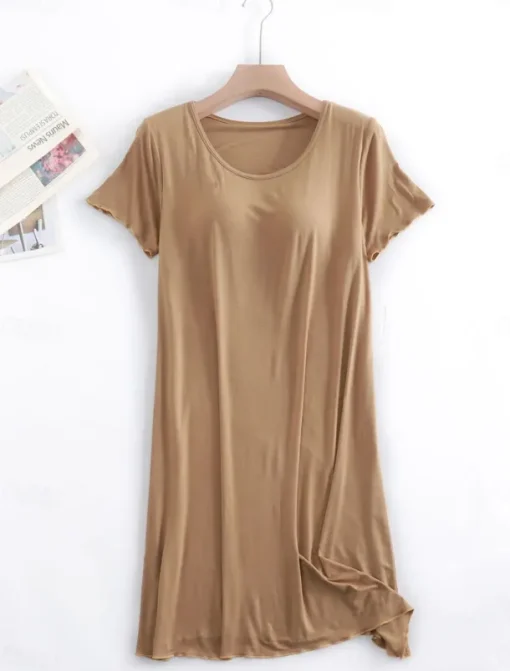 Women's Pajamas Nightgown Nightshirt Dress Pure Color Simple Comfort Home Daily Bed Modal Breathable Crew Neck Short Sleeve T shirt Tee Summer Spring Home Outfits
