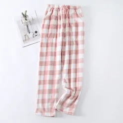 Women's Pajamas Pants Nighty Pjs 1 PCS Grid / Plaid Fashion Simple Comfort Party Home Bed Flannel Warm Breathable Long Pant Elastic Waist Print Pocket Fall Winter Home Outfits