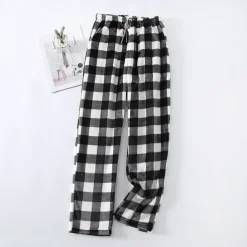 Women's Pajamas Pants Nighty Pjs 1 PCS Grid / Plaid Fashion Simple Comfort Party Home Bed Flannel Warm Breathable Long Pant Elastic Waist Print Pocket Fall Winter Home Outfits