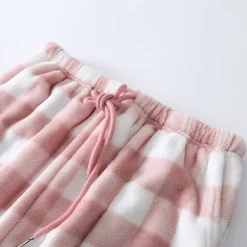 Women's Pajamas Pants Nighty Pjs 1 PCS Grid / Plaid Fashion Simple Comfort Party Home Bed Flannel Warm Breathable Long Pant Elastic Waist Print Pocket Fall Winter Home Outfits