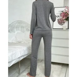 Women's Pajamas Sets Letter Fashion Comfort Home Daily Bed Breathable Crew Neck Long Sleeve T shirt Tee Pant Elastic Waist Fall Winter Home Outfits