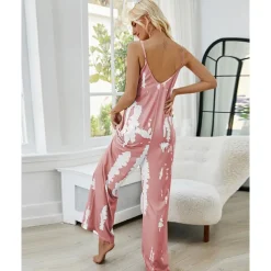 Women's Pajamas Tie Dye Simple Comfort Soft Home Bed Spandex Comfort Crew Neck Long Pant Pocket Summer Spring Home Outfits