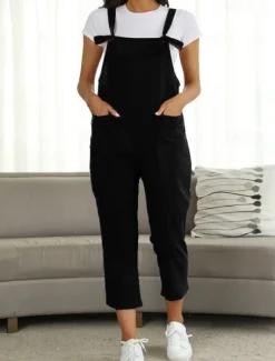 Women's Pants Trousers Jumpsuit Rompers Lightweight Casual Ankle-Length Mid Rise Plain Pocket Breathability Comfortable Inelastic Home Casual Daily claret Deep Green Navy Black Summer Spring Regular