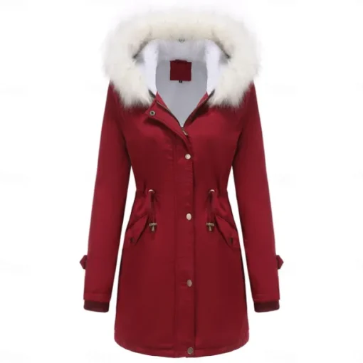 Women's Parka Jacket Hiking Windbreaker Hiking Fleece Jacket Winter Outdoor Thermal Warm Fleece Lining Windproof Winter Jacket Full Length Visible Zipper Fishing Camping / Hiking / Caving Traveling