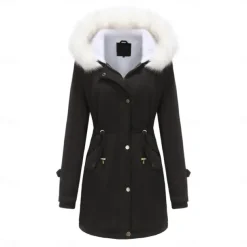 Women's Parka Jacket Hiking Windbreaker Hiking Fleece Jacket Winter Outdoor Thermal Warm Fleece Lining Windproof Winter Jacket Full Length Visible Zipper Fishing Camping / Hiking / Caving Traveling