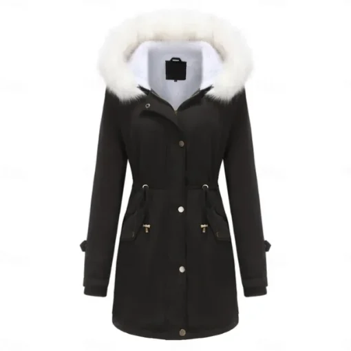 Women's Parka Jacket Hiking Windbreaker Hiking Fleece Jacket Winter Outdoor Thermal Warm Fleece Lining Windproof Winter Jacket Full Length Visible Zipper Fishing Camping / Hiking / Caving Traveling