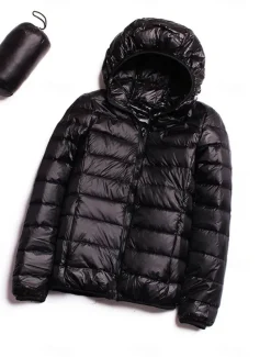 Women's Parka Warm Breathable Zipper Pocket Modern Outdoor Casual Minimalism Plain Street Daily Going out Walking Zipper Hoodie Regular Fit Long Sleeve Outerwear Navy Black Pink Fall Winter