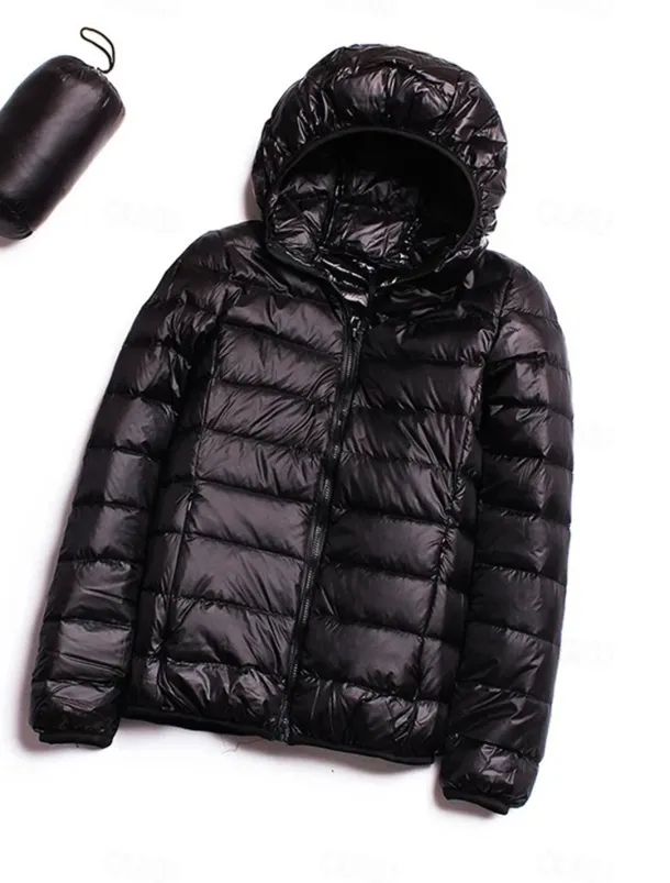 Women's Parka Warm Breathable Zipper Pocket Modern Outdoor Casual Minimalism Plain Street Daily Going out Walking Zipper Hoodie Regular Fit Long Sleeve Outerwear Navy Black Pink Fall Winter