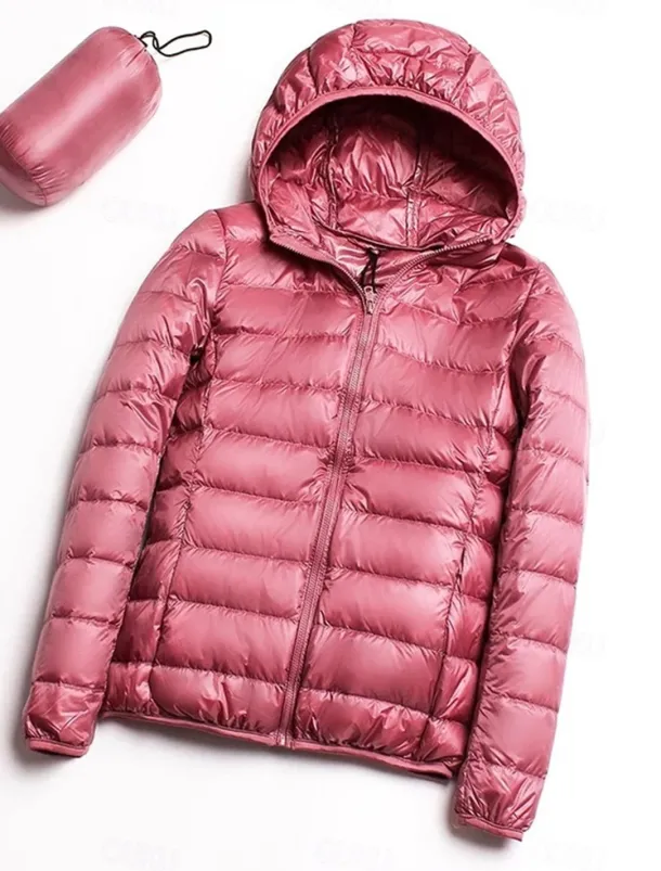 Women's Parka Warm Breathable Zipper Pocket Modern Outdoor Casual Minimalism Plain Street Daily Going out Walking Zipper Hoodie Regular Fit Long Sleeve Outerwear Navy Black Pink Fall Winter