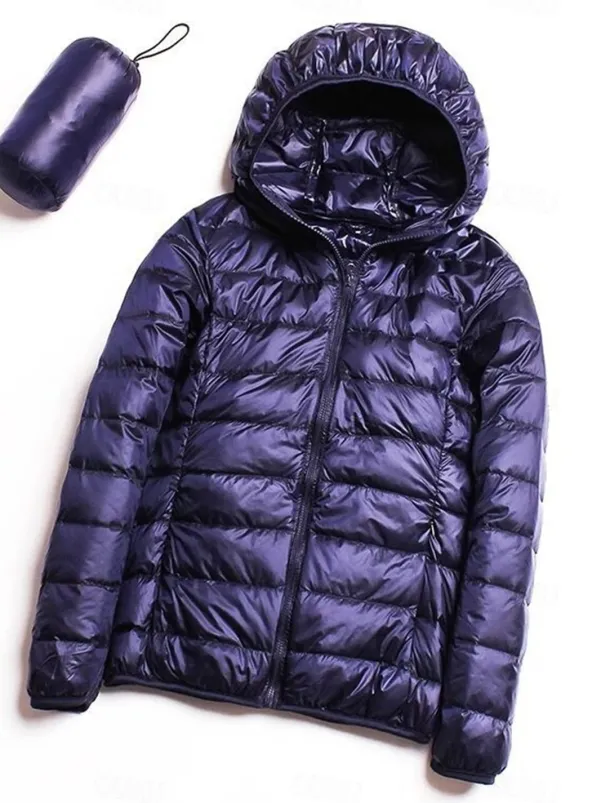 Women's Parka Warm Breathable Zipper Pocket Modern Outdoor Casual Minimalism Plain Street Daily Going out Walking Zipper Hoodie Regular Fit Long Sleeve Outerwear Navy Black Pink Fall Winter