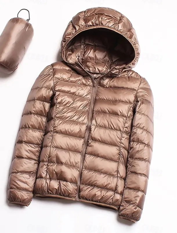 Women's Parka Warm Breathable Zipper Pocket Modern Outdoor Casual Minimalism Plain Street Daily Going out Walking Zipper Hoodie Regular Fit Long Sleeve Outerwear Navy Black Pink Fall Winter