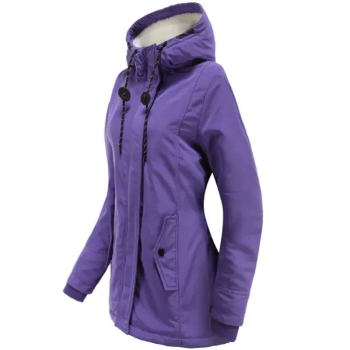 Women's Parka Waterproof Puffer Jacket Thermal Warm Heated Coat Fleece Lined Winter Coat Windproof Outdoor Zip up Hooded Coat Sports Hiking Jacket Purple Pink