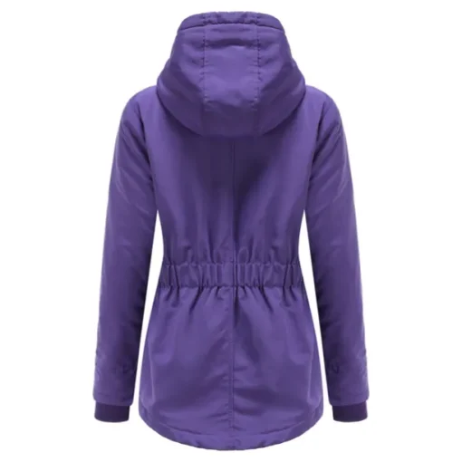 Women's Parka Waterproof Puffer Jacket Thermal Warm Heated Coat Fleece Lined Winter Coat Windproof Outdoor Zip up Hooded Coat Sports Hiking Jacket Purple Pink