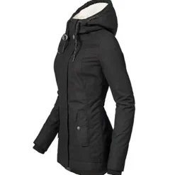Women's Parka Waterproof Puffer Jacket Thermal Warm Heated Coat Fleece Lined Winter Coat Windproof Outdoor Zip up Hooded Coat Sports Hiking Jacket Purple Pink