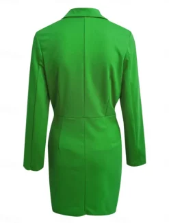 Women's Party Dress Cocktail Dress Work Dress Ruched Shirt Collar Long Sleeve Mini Dress Formal Winter Dress Formal Black White Fall Winter