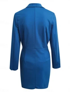 Women's Party Dress Cocktail Dress Work Dress Ruched Shirt Collar Long Sleeve Mini Dress Formal Winter Dress Formal Black White Fall Winter