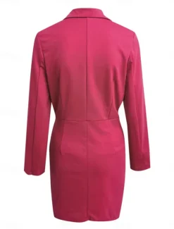 Women's Party Dress Cocktail Dress Work Dress Ruched Shirt Collar Long Sleeve Mini Dress Formal Winter Dress Formal Black White Fall Winter