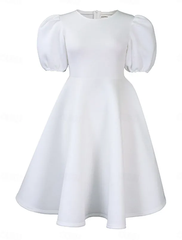 Women's Party Dress Homecoming Dress Cocktail Dress Ruched Crew Neck Short Sleeve Midi Dress Wedding Guest Birthday Black White Summer Spring