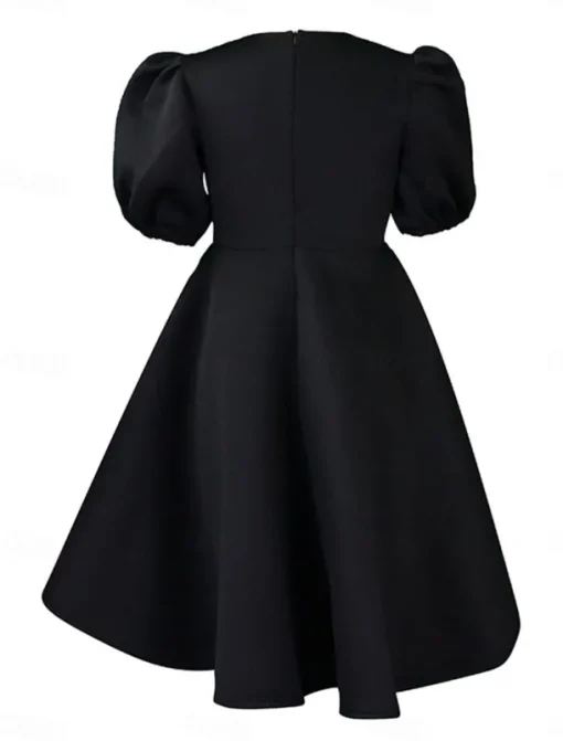 Women's Party Dress Homecoming Dress Cocktail Dress Ruched Crew Neck Short Sleeve Midi Dress Wedding Guest Birthday Black White Summer Spring