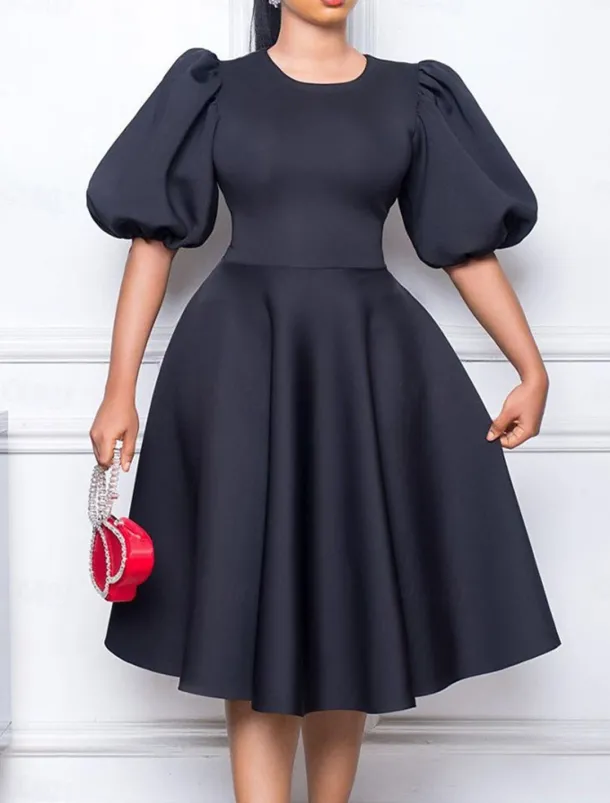 Women's Party Dress Homecoming Dress Cocktail Dress Ruched Crew Neck Short Sleeve Midi Dress Wedding Guest Birthday Black White Summer Spring