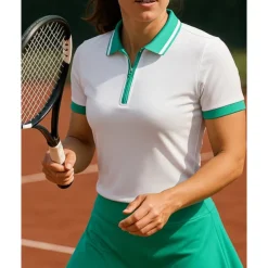 Women's Patchwork Tennis Top Short Sleeve Contrast Binding Sweat-Wicking Moisture Wicking Breathable Tennis Golf Pickleball Polo Collar Black Dark Navy Green Tennis Clothing