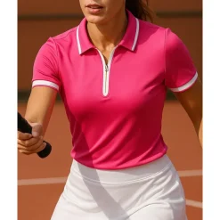 Women's Patchwork Tennis Top Short Sleeve Contrast Binding Sweat-Wicking Moisture Wicking Breathable Tennis Golf Pickleball Polo Collar Black Dark Navy Green Tennis Clothing