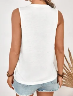 Women's Patriotic Camisole Tank Top Graphic Flag Vintage Tropical Daily Sleeveless Crew Neck Regular Tops Daily Holiday White Dark Gray Beige Summer Spring