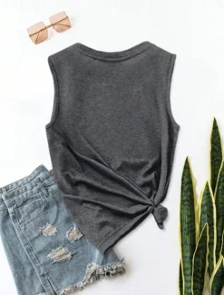 Women's Patriotic Camisole Tank Top Graphic Flag Vintage Tropical Daily Sleeveless Crew Neck Regular Tops Daily Holiday White Dark Gray Beige Summer Spring