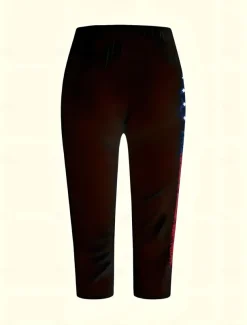 Women's Patriotic Leggings Capri Pants High Elasticity Ankle-Length Mid WaistPantsAmerican Flag American Flag National Flag Printing Thermal Warm Breathable Soft