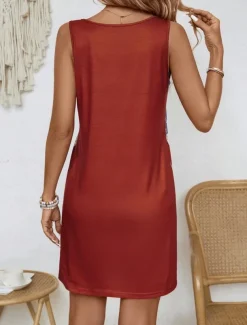 Women's Patriotic Mini Dress A Line Dress Summer Dress Off The Shoulder Dress Vacation Casual Daily Regular Fit Graphic Flag Sleeveless U Neck Red Summer