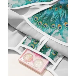 Women's Peacock Print Folding Tote Bag - Large Capacity Reusable Shopping Bag with Elegant Watercolor Design, Lightweight and Stylish, Great for Daily Use, Travel and Eco-friendly Shopping