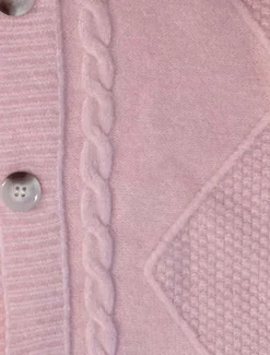 Women's Pink Long Cardigan V Neck Cable Knit Knitted Fall Winter Work Elegant Fashion Daily Long Sleeve Solid Color Pink Camel