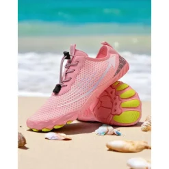 Women's Pink Quick-Dry Water Shoes – Breathable Mesh Aqua Sneakers for Beach, Boating & Swim Sports