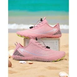 Women's Pink Quick-Dry Water Shoes – Breathable Mesh Aqua Sneakers for Beach, Boating & Swim Sports