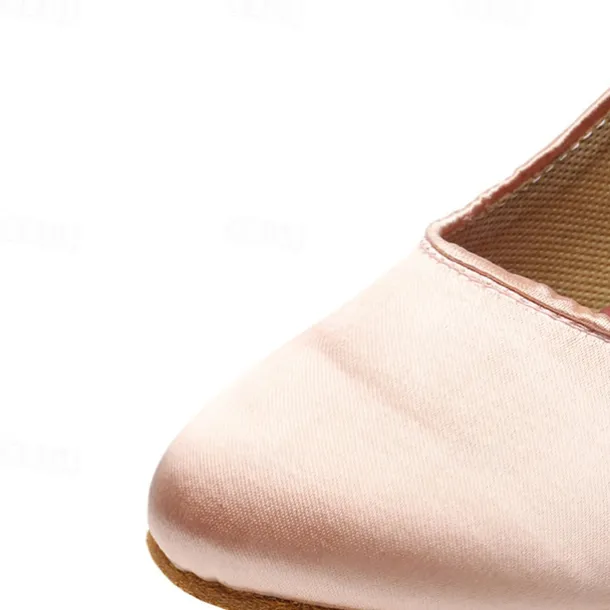 Women's Pink Satin Ballroom Dance Shoes – Mary Jane Latin Heels with Suede Sole for Performance & Practice