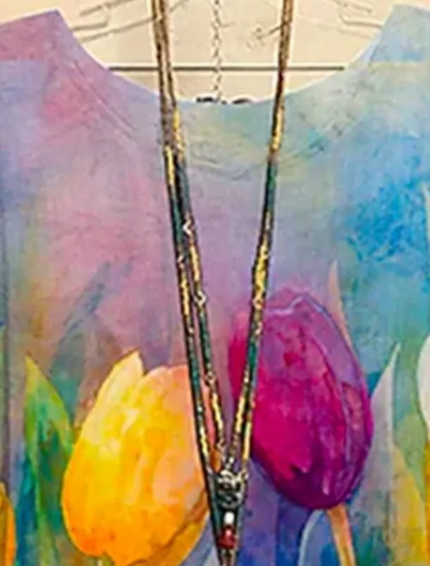 Women's Plus Size Blouse Chiffon Basic Floral Print Dolman Sleeve Short Sleeve Crew Neck Daily Weekend Blue Summer Spring