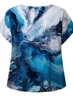 Women's Plus Size Blouse Chiffon Vintage Streetwear Casual Print Dolman Sleeve Half Sleeve Regular Tops Crew Neck Vacation Daily Going out Black Light Green Gold Green Summer Spring