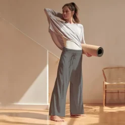 Women's Plus Size Cotton Linen Pants High Waist Solid Color Drawstring Wide Leg Comfy Breathable Quick Dry Micro-elastic Black White Dark Navy Blue Summer Spring Fall Loose Fit